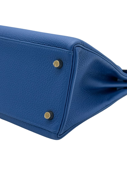 Hermès Kelly 32 Togo Blue  Gold Hardware