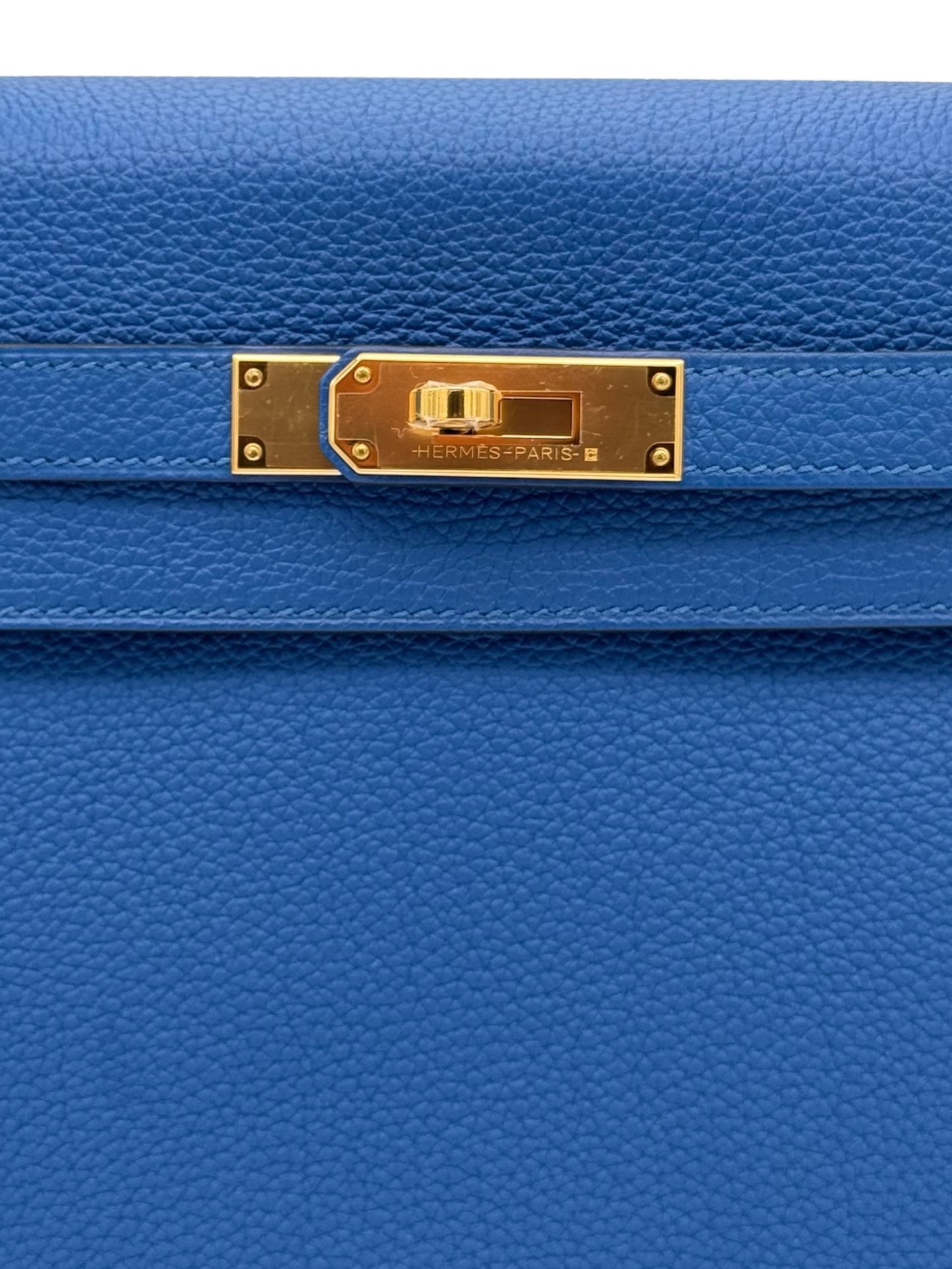 Hermès Kelly 32 Togo Blue  Gold Hardware