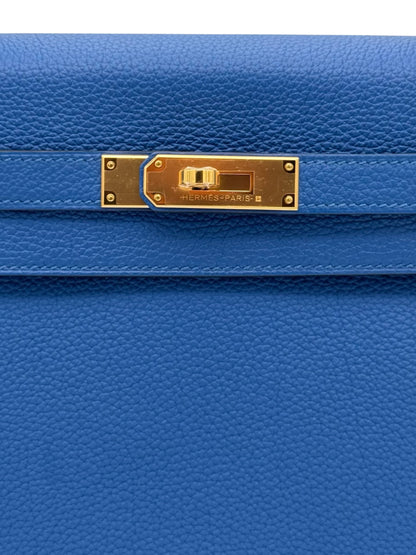 Hermès Kelly 32 Togo Blue  Gold Hardware