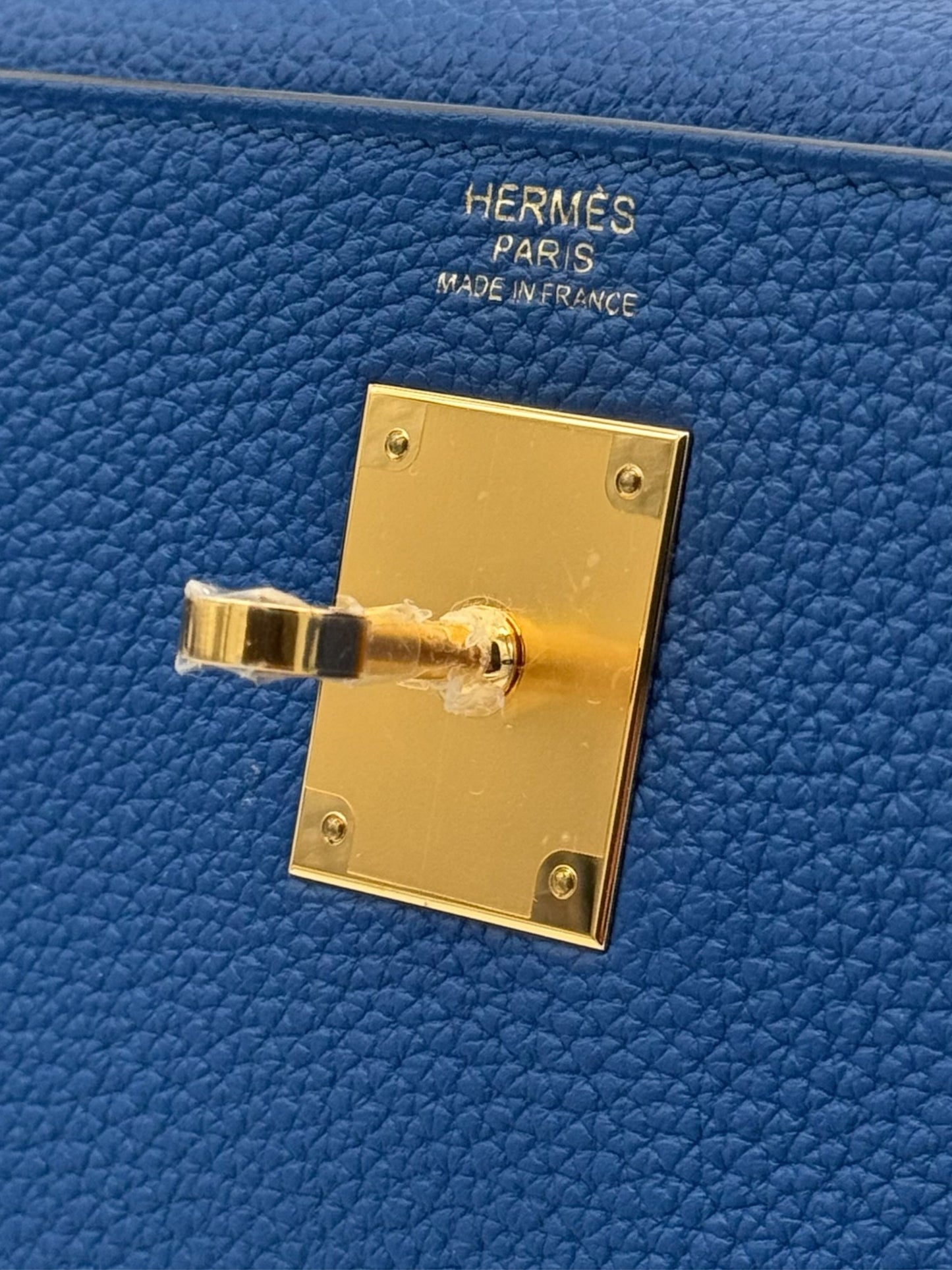 Hermès Kelly 32 Togo Blue  Gold Hardware