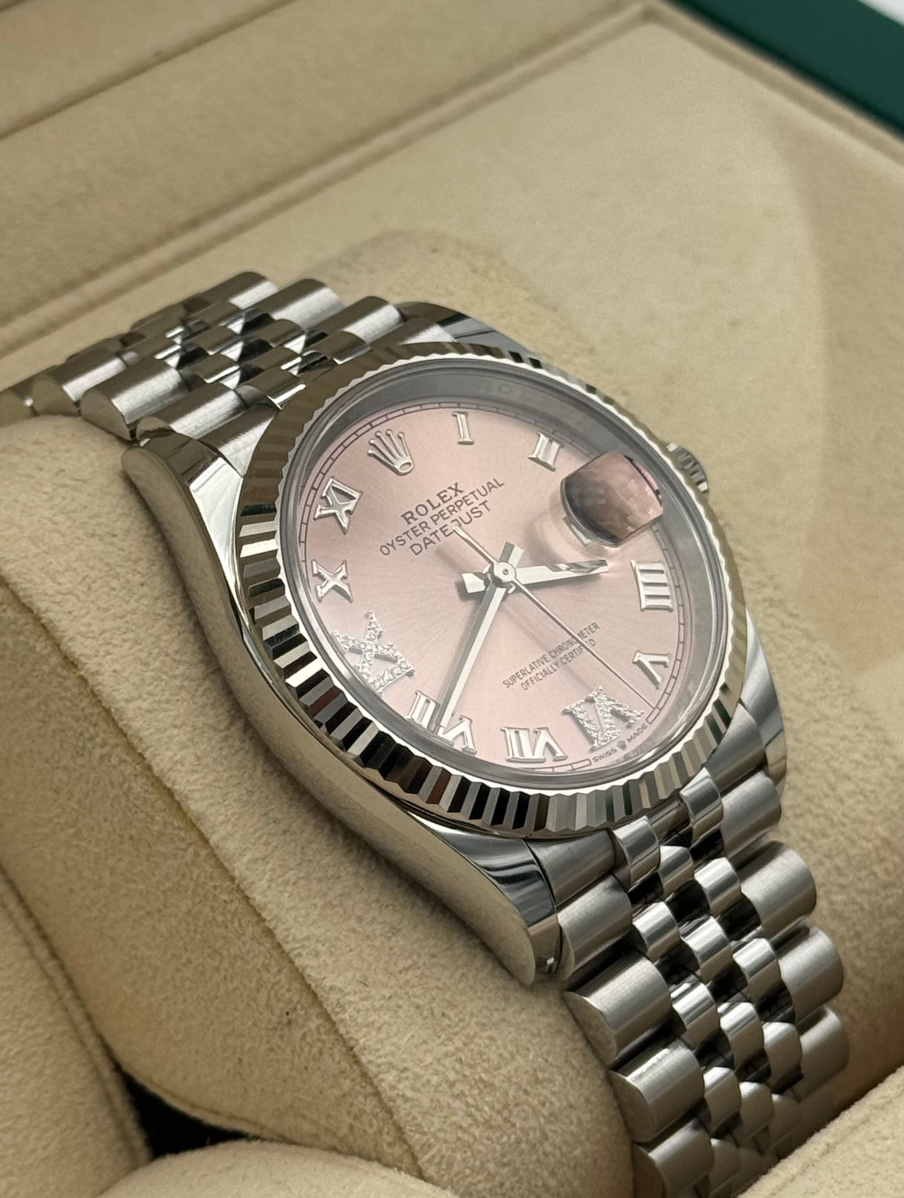 Rolex Datejust 36mm Steel Pink Diamonds Dial