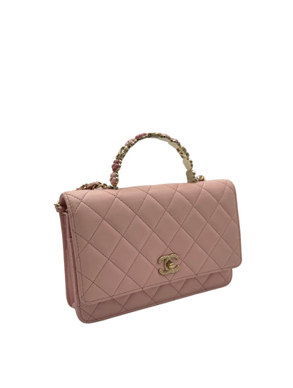 Chanel Light Pink Top Handle Flowers