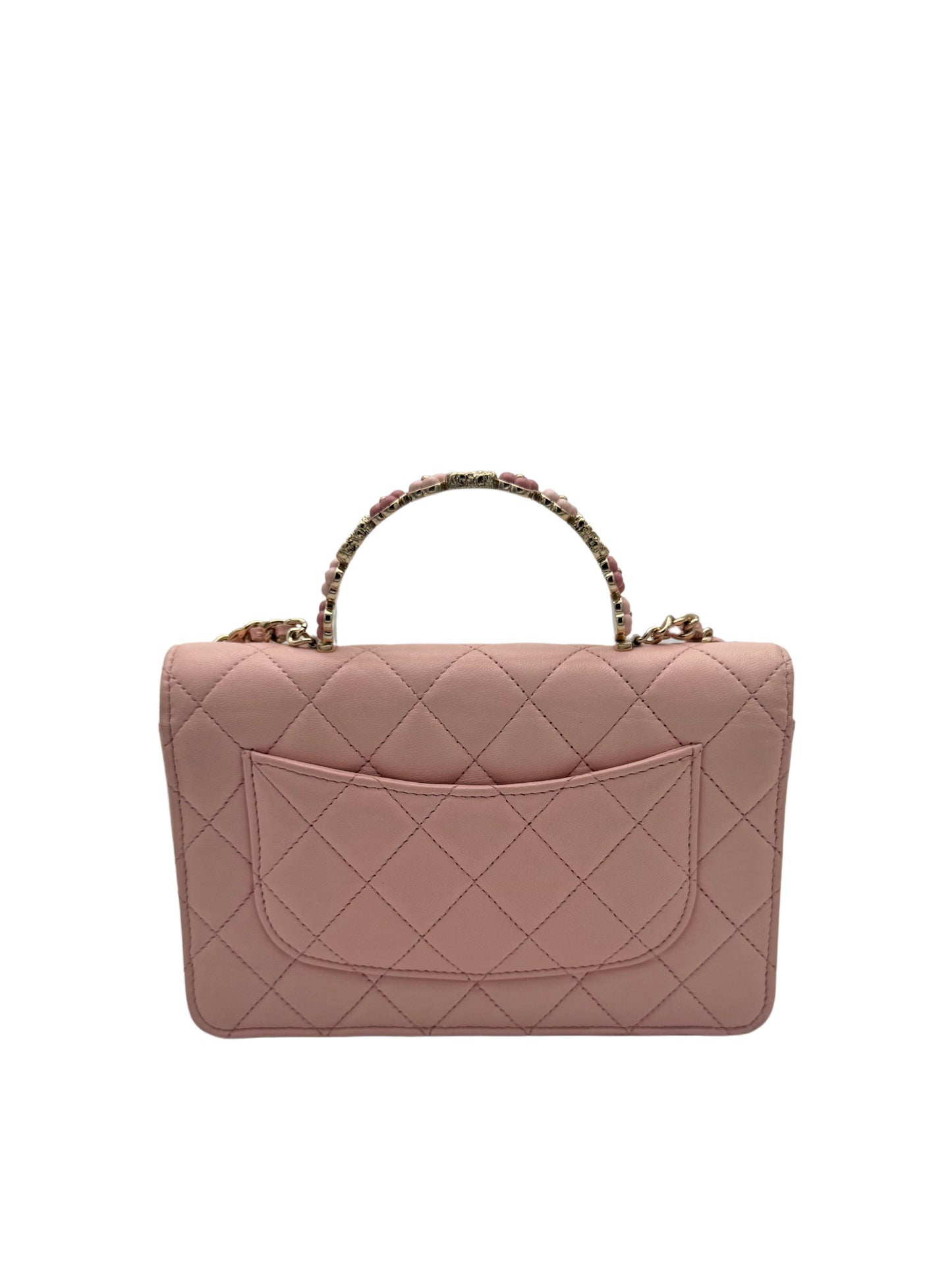 Chanel Light Pink Top Handle Flowers