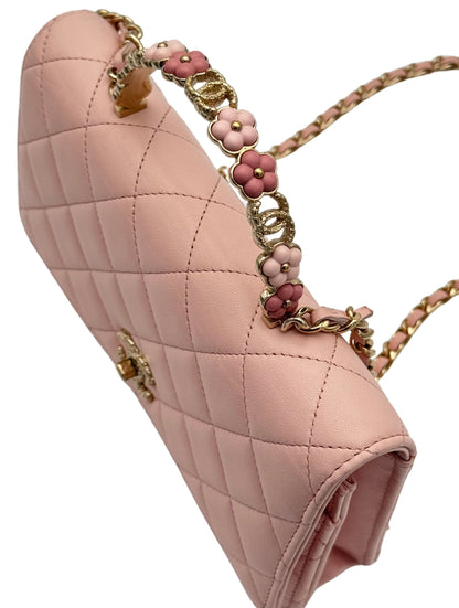Chanel Light Pink Top Handle Flowers