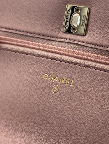 Chanel Light Pink Top Handle Flowers