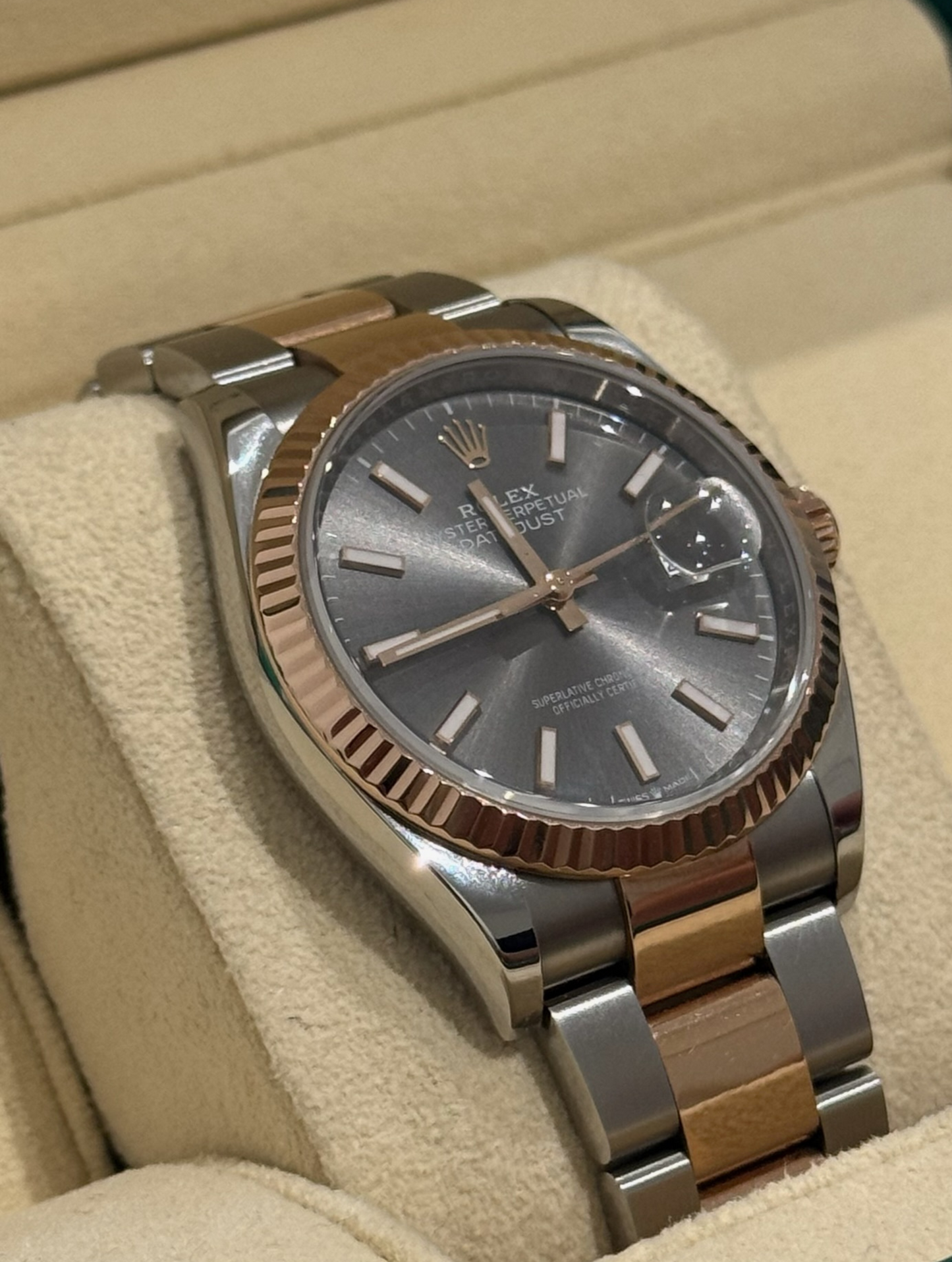 Rolex Datejust 36mm Steel/R. Gold Rhodium Dial Oyster