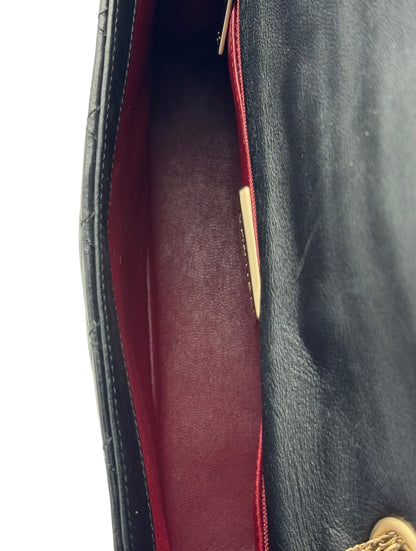 Chanel Classic Flap Black Black Calfskin Pearls Gold Chain