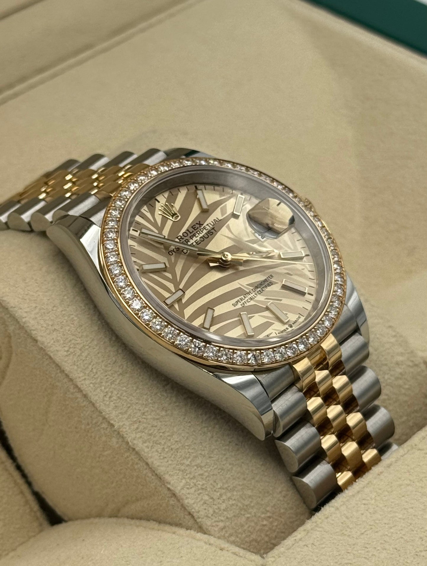 Rolex Datejust 36mm Steel/Gold Palm Dial RBR