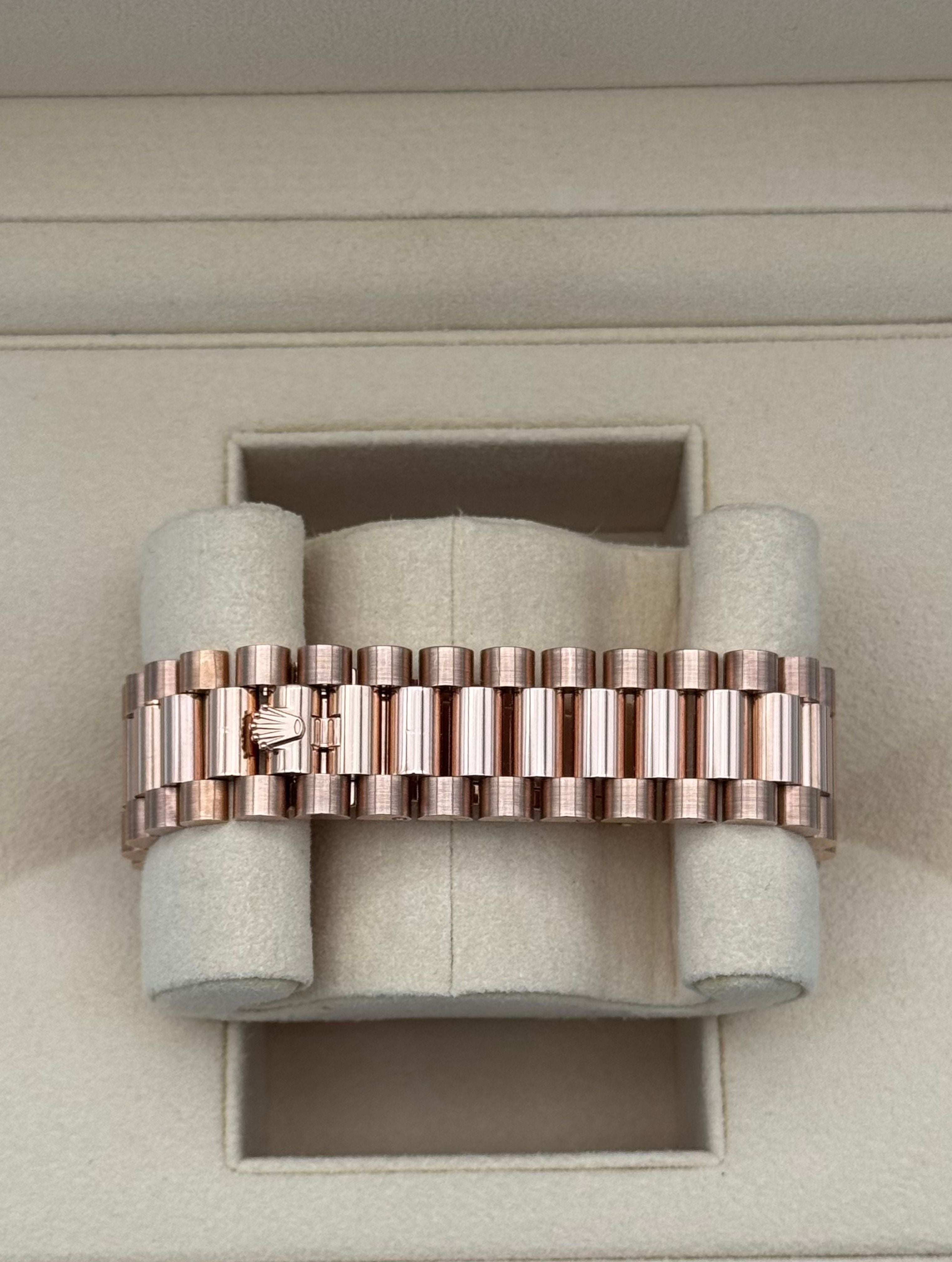 Rolex Day Date 40mm Rose Gold Chocolate Baguette Dial