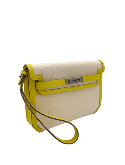 Hermès Kelly Dépêches 25 Toile Lime