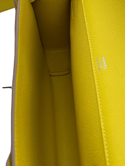 Hermès Kelly Dépêches 25 Toile Lime
