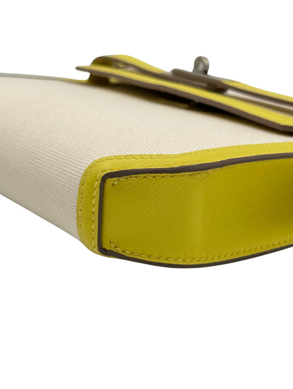 Hermès Kelly Dépêches 25 Toile Lime