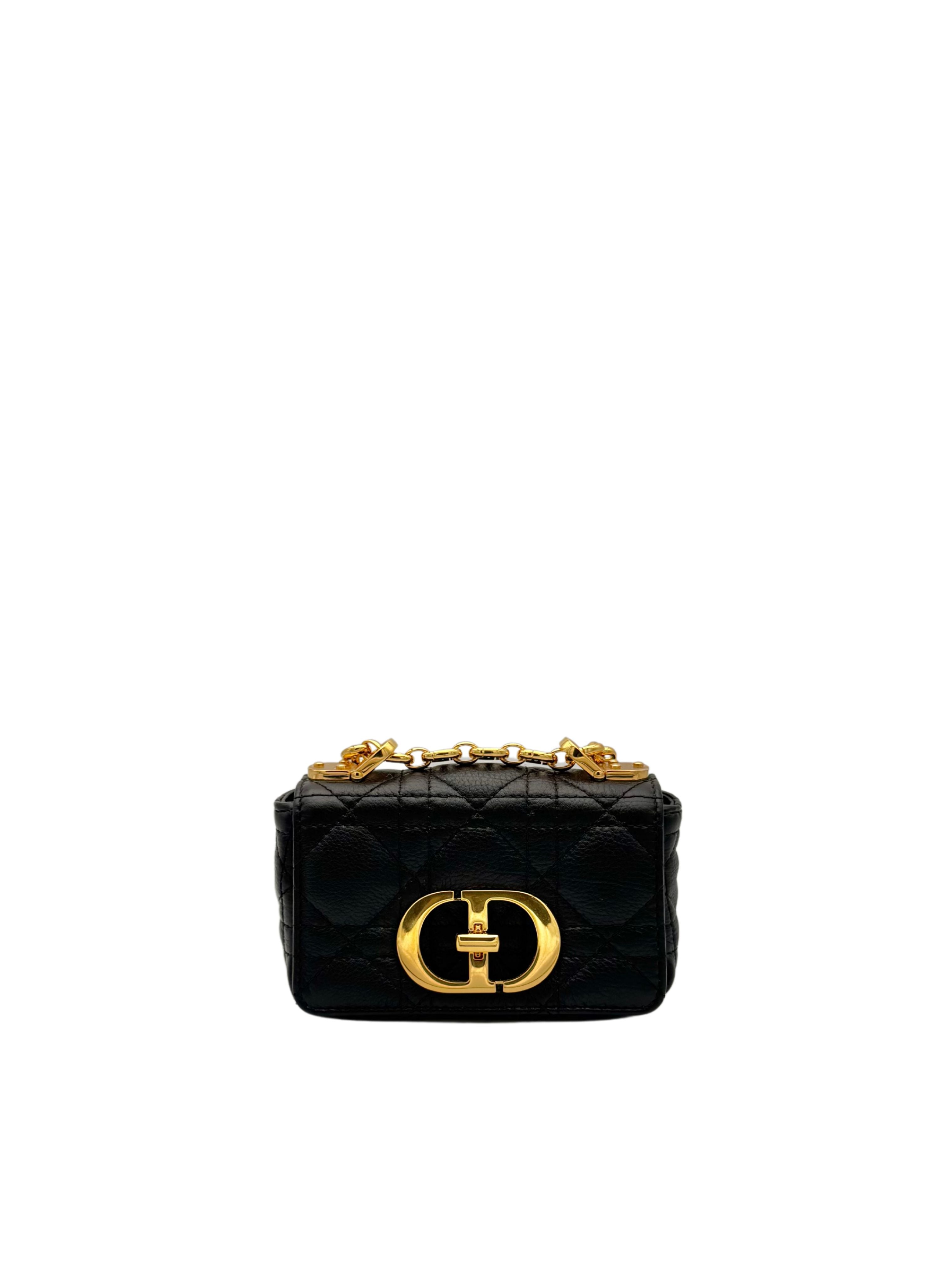 Bag CHRISTIAN DIOR Caro Micro Black Gold Hardware - Bolso Dior Caro Negro Herraje Dorado