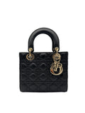 Bag CHRISTIAN DIOR Lady Black Gold Hardware - Bolso Dior Lady Black Herraje Dorado