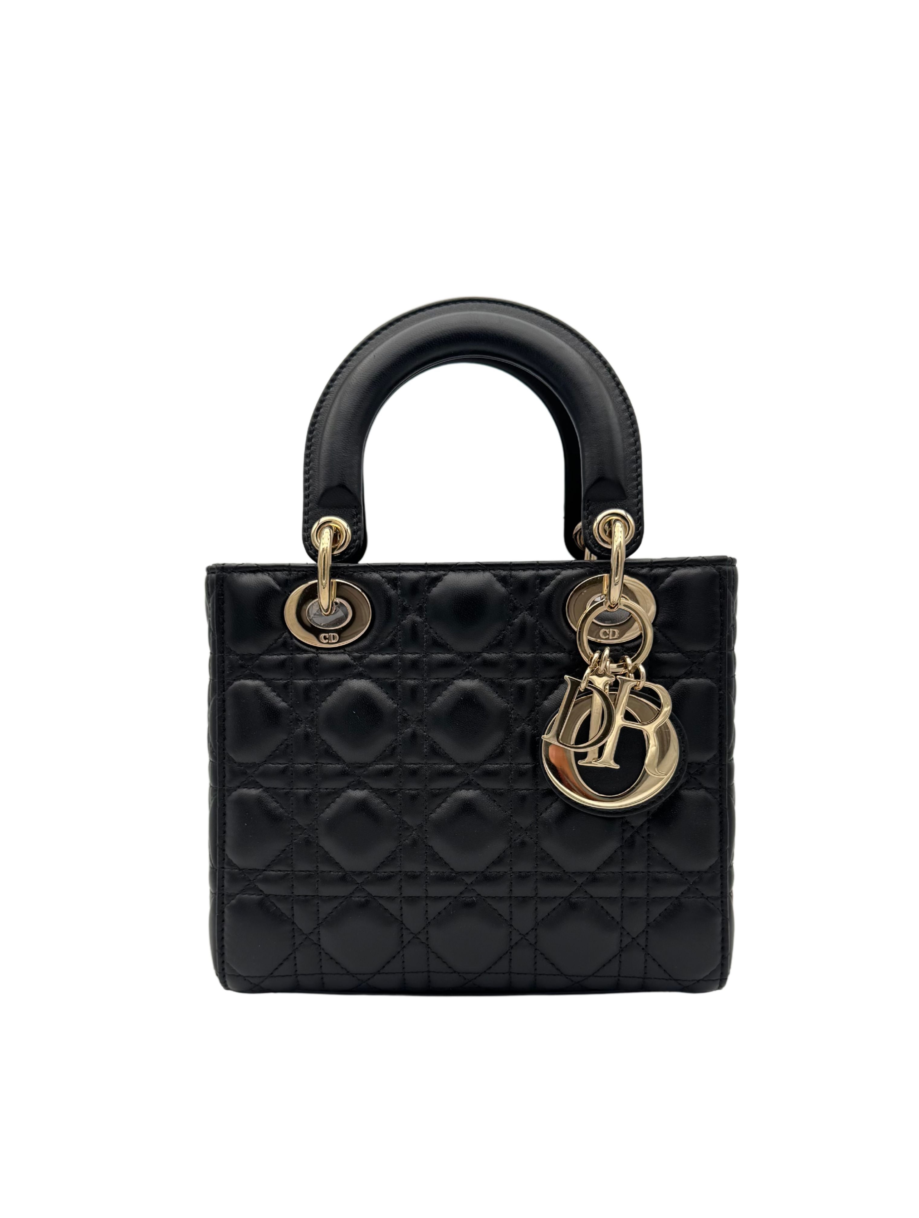 Bag CHRISTIAN DIOR Lady Black Gold Hardware - Bolso Dior Lady Black Herraje Dorado