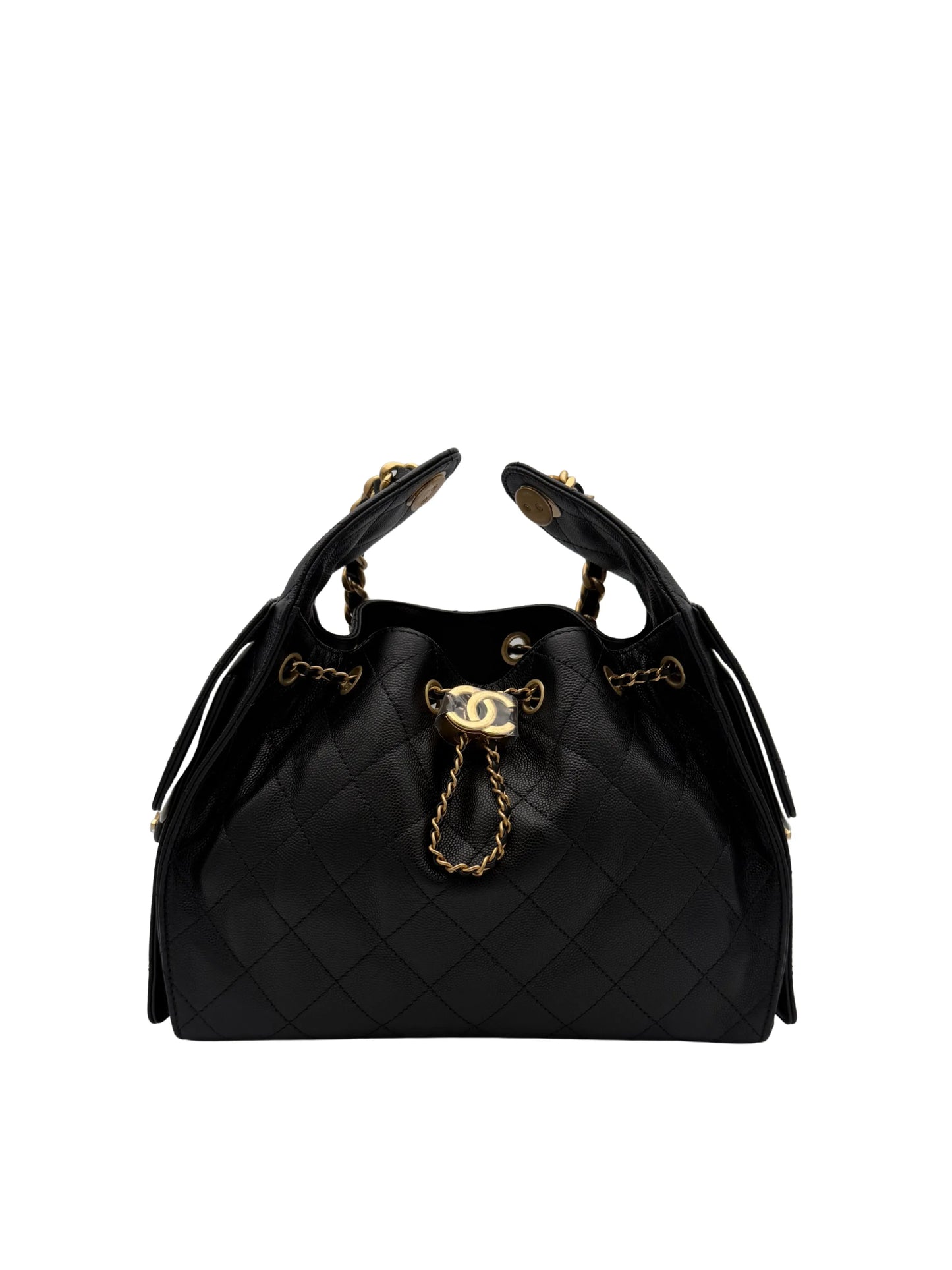 Bag Chanel 25 Medium Black Caviar Leather Gold Tone Metal | Bolso Negro Herraje dorado