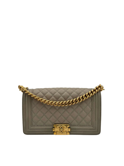 Buy Bag Chanel Boy Medium Beige Caviar Leather - compra bolso chanel beige piel caviar herraje dorado