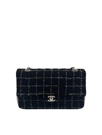 Bag Chanel Classic Flap Black Tweed / Silver - Bolso Chanel Lana negra y plateado herraje plata en Marbella