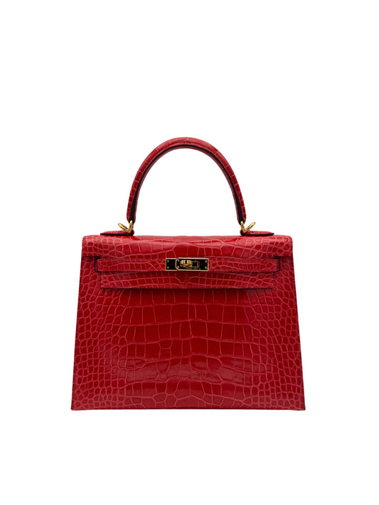 Buy Bag Hermès Kelly 25 Alligator Rouge de Coeur Gold Hardware in Marbella | Bolso de caiman rojo con herraje dorado envio internacional