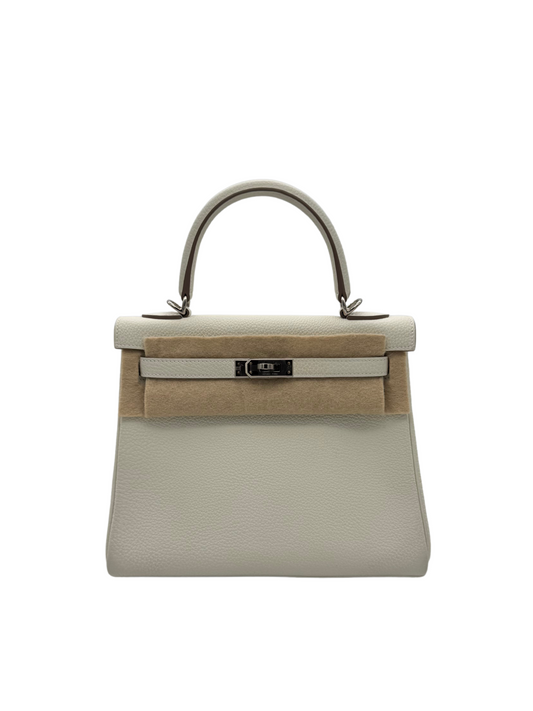 Bag Hermès Kelly 25 Togo Mushroom Palladium Hardware -  Bolso Herraje Paladio Piel Togo