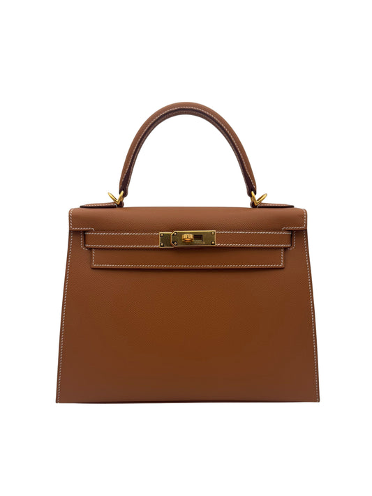 Buy Bag Hermès Kelly 28 Epsom Gold Gold Hardware in Marbella Old town | Compra bolso Kelly piel epsom marrón herraje dorado, envio internacional.