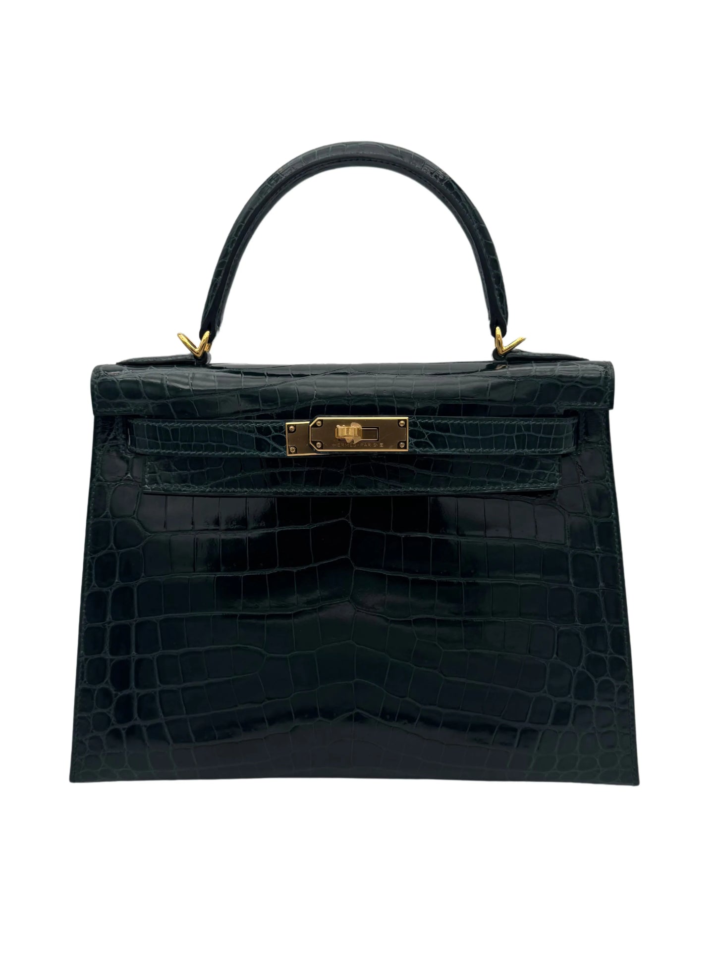Buy Bag Hermès Kelly 28 Niloticus Crocodile Vert Cypress Gold Hardware - compra bolso cocodrilo del nilo verde cipres herraje dorado en Marbella