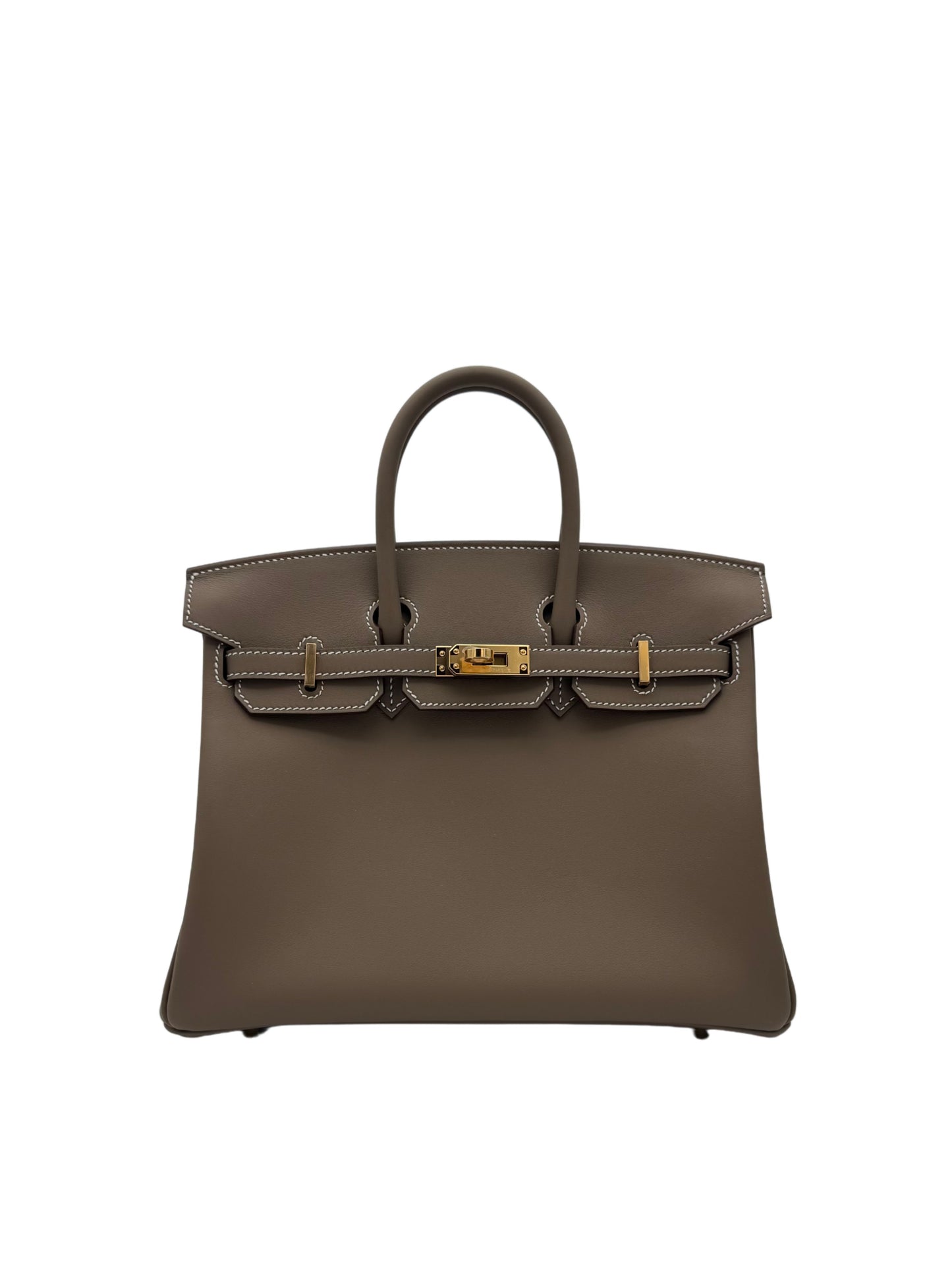 Bag Hermès Birkin 25 Swift Etoupe Gold Hardware - Bolso color topo herraje dorado