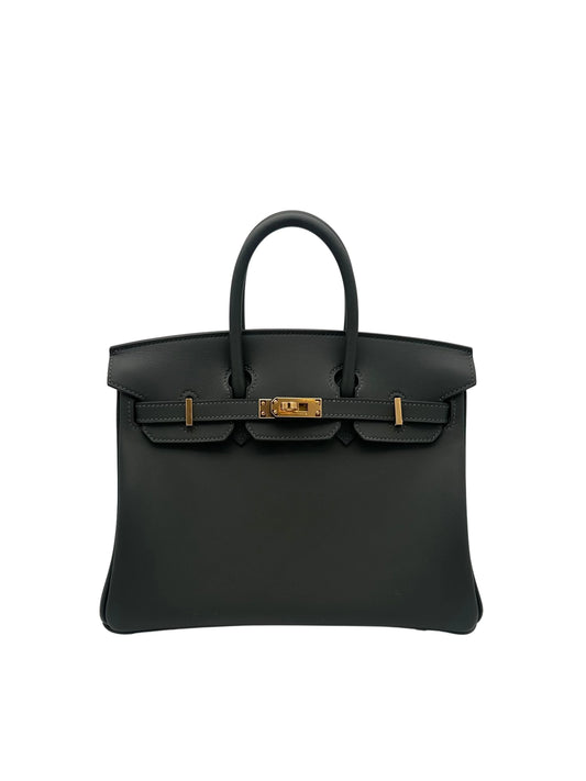 Bag Hermès Birkin 25 Swift Vert Fonce Gold Hardware - Bolso color verde herraje dorado