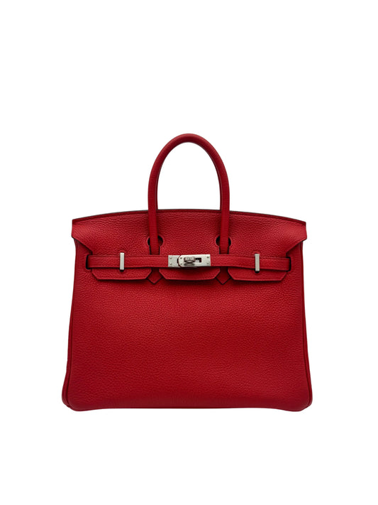 Bag Hermes Birkin 25 Togo Geranium Palladium Hardware X 2016 - Bolso rojo herraje paladio.