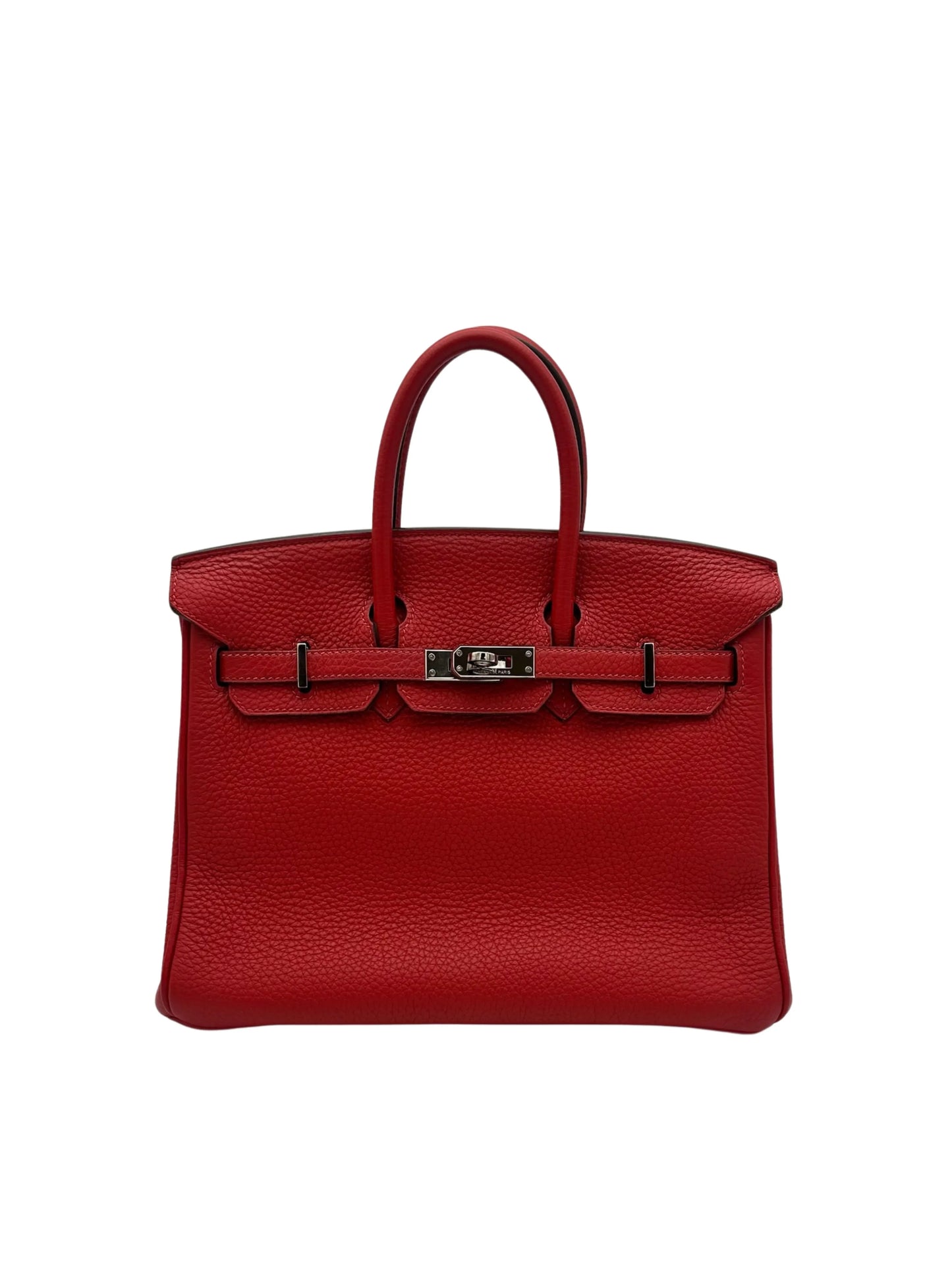 Bag Hermes Birkin 25 Togo Geranium Palladium Hardware P 2012 - Bolso rojo herraje paladio.