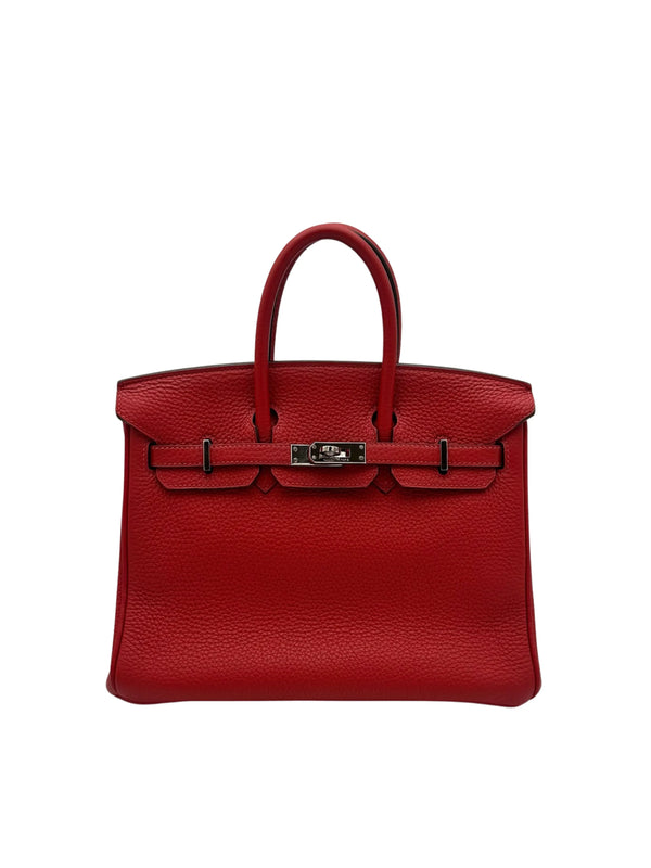 Bag Hermes Birkin 25 Togo Geranium Palladium Hardware P 2012 - Bolso rojo herraje paladio.