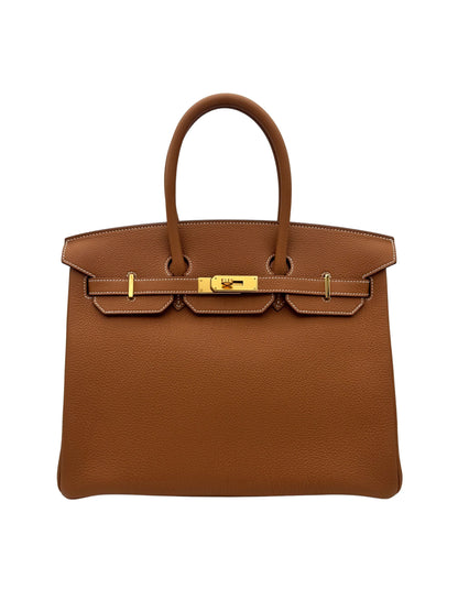 Bag Hermes Birkin 35 Togo Gold Gold Hardware - Bolso marron herraje dorado.