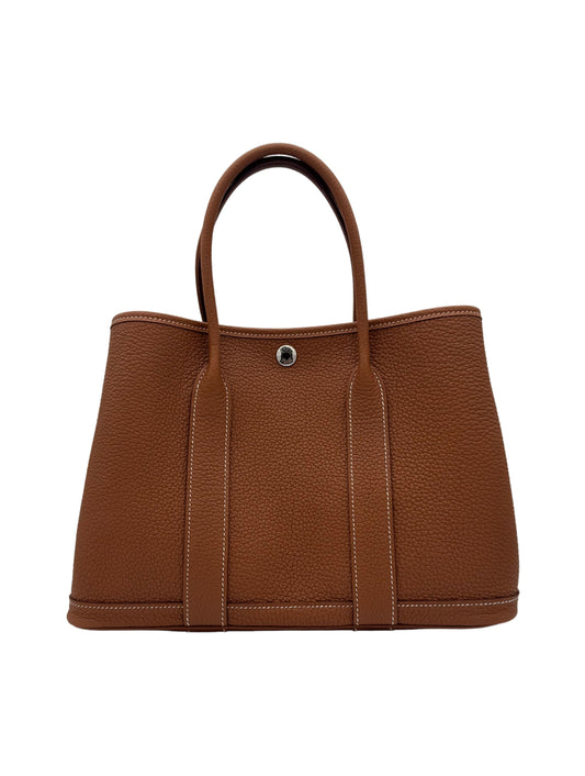 Bag Hermes Garden Party Negronda 30 Gold Palladium Hardware -  Bolso Marron Herraje Paladio
