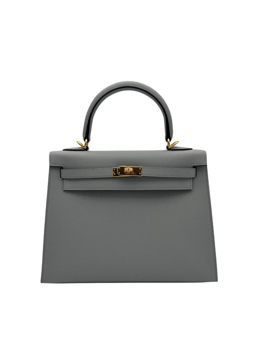 Buy Bag Hermès Kelly 25 Epsom Blue Glacier Gold Hardware in Marbella Old town | Compra bolso Kelly piel epsom gris herraje dorado, envio internacional.