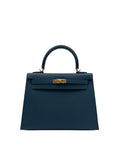 Buy Bag Hermès Kelly 25 Epsom Deep Blue Gold Hardware in Marbella Old town | Compra bolso Kelly piel epsom azul herraje dorado, envio internacional.