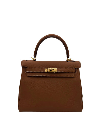 Bag Hermès Kelly 25 Togo Gold Gold Hardware available in Marbella, Full Set, new. | Bolso Kelly 25 piel togo marron herraje dorado.