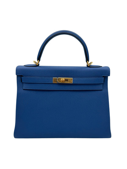 Bag Hermes Kelly 32 Togo Blue France Gold Hardware, in Marbella. | Bolso Kelly 32 Togo Azul Herraje Dorado, Set Completo, Envio internacional.