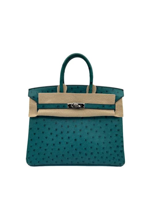 Hermès Bag Birkin 25 Ostrich Vert Verone Palladium Hardware -  Bolso Birkin 25 Herraje Paladio Avestruz