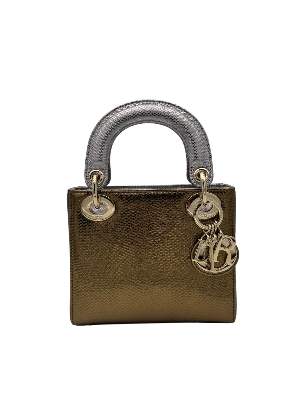 Bag Dior Lady Small Lizard Green & Silver Gold Hardware - Bolso Dior Piel Lagarto Verde y Plateado Herraje Dorado
