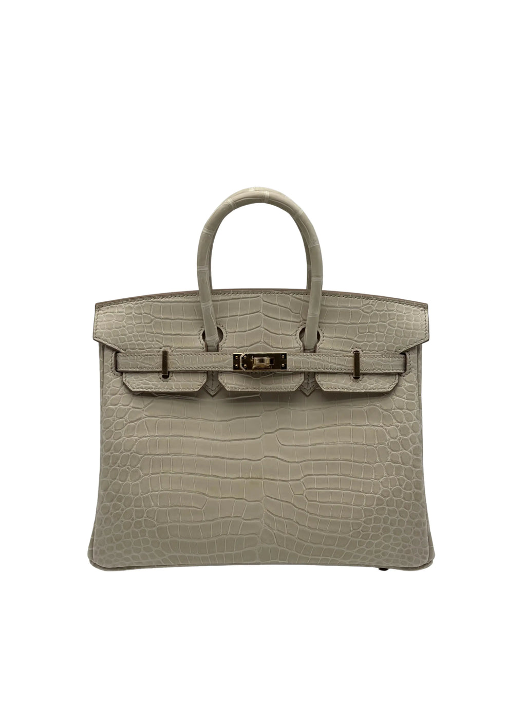 Hermès Birkin 25 Crocodile Porosus Beton Permabrass full set in Sotogrande | Bolso Birkin 25 piel cocodrilo poroso color beton con herraje champán, envio internacional.