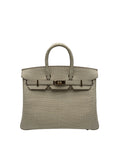 Hermès Birkin 25 Crocodile Porosus Beton Permabrass full set in Sotogrande | Bolso Birkin 25 piel cocodrilo poroso color beton con herraje champán, envio internacional.