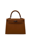 Hermès Kelly 25 Epsom Gold Palladium Hardware full set in Sotogrande | Bolso Hermès Kelly 25 piel epsom color marrón herraje paladio, envio internacional.