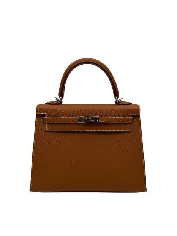 Hermès Kelly 25 Epsom Gold Palladium Hardware full set in Sotogrande | Bolso Hermès Kelly 25 piel epsom color marrón herraje paladio, envio internacional.