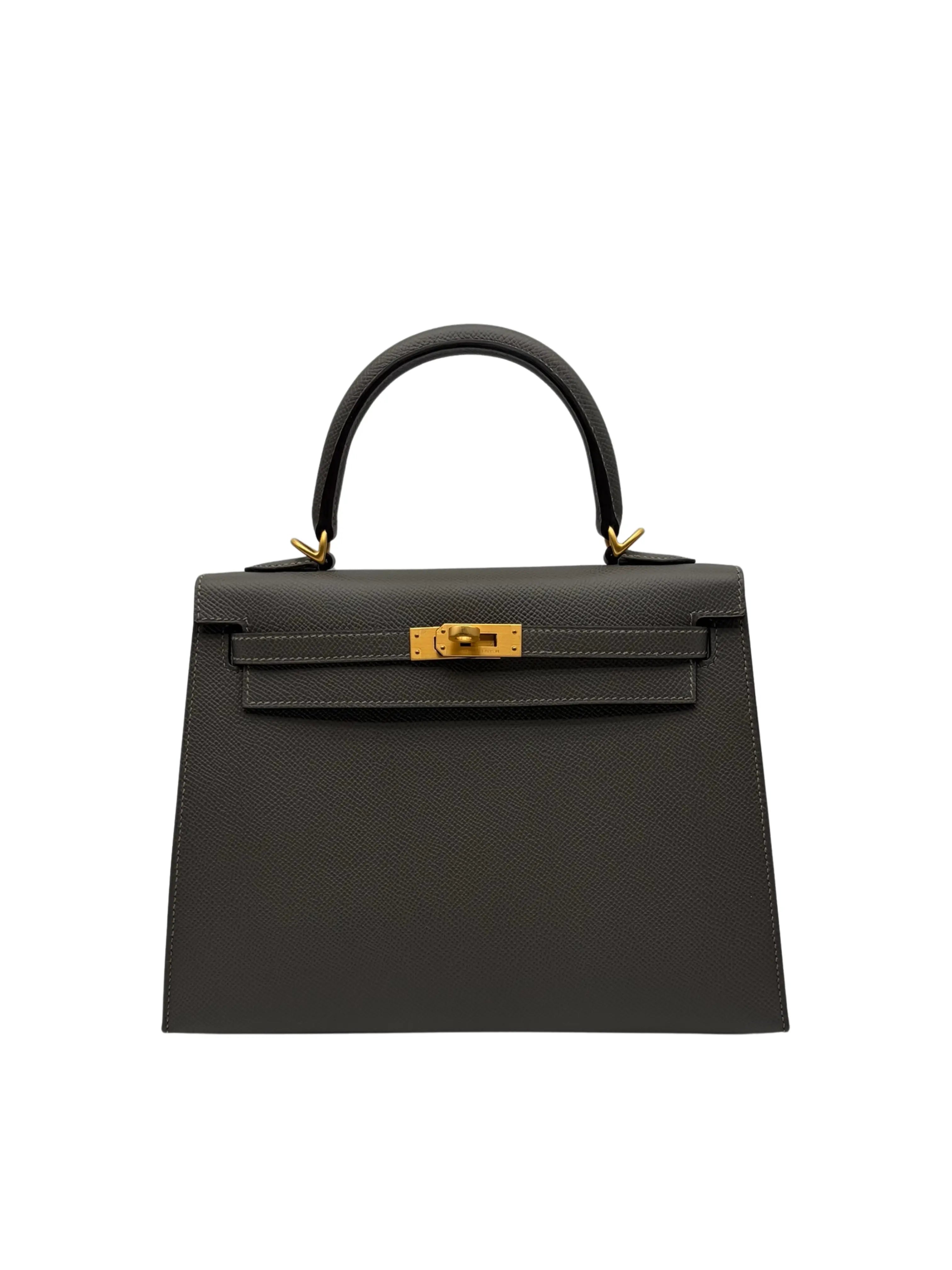 Hermès Kelly 25 HSS Epsom Gris Meyer/Rouge  full set in Sotogrande | Hermès Kelly 25 HSS piel Epsom gris y rojo, herraje dorado cepillado, envio internacional.