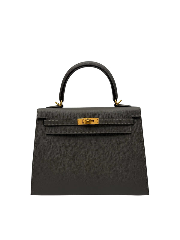 Hermès Kelly 25 HSS Epsom Gris Meyer/Rouge  full set in Sotogrande | Hermès Kelly 25 HSS piel Epsom gris y rojo, herraje dorado cepillado, envio internacional.