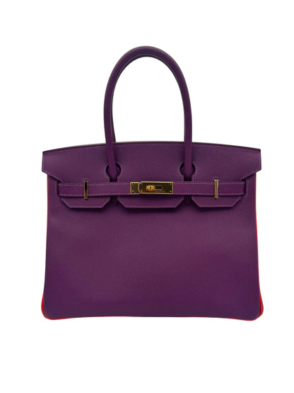 Hermès Birkin 30 color anemone/rosa Texas, piel Epsom, herrajes dorado, año 2015. / Hermès Birkin 30 HSS Epsom leather Anemone / Rose Texas with gold hardware, year 2015.