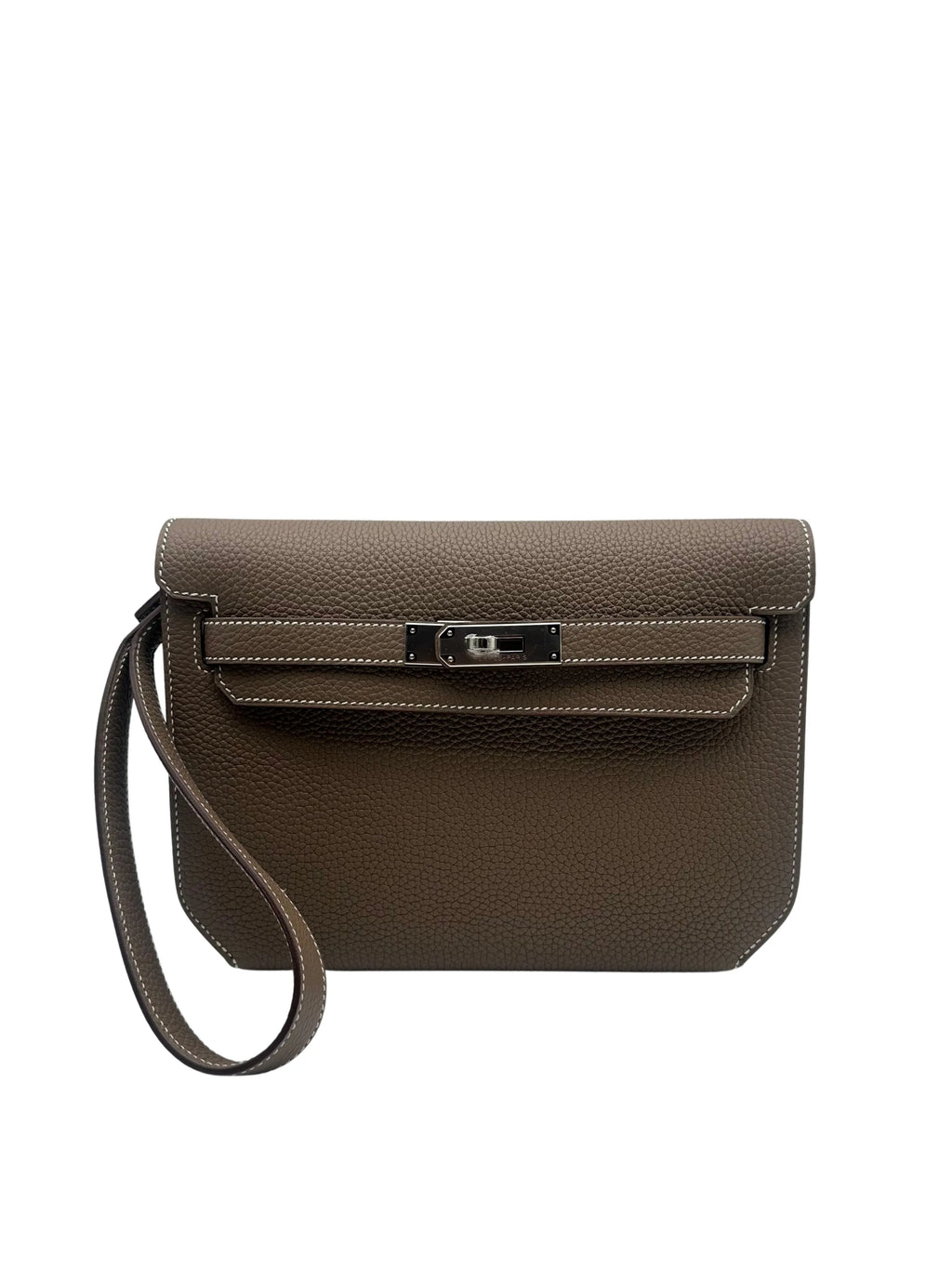 Buy Bag Hermès Kelly Dépêches 25 Togo Etoupe Palladium Hardware full set in Marbella & Sotogrande | Bolso Kelly dépêches 25 piel togo top herraje paladio, envio internacional.