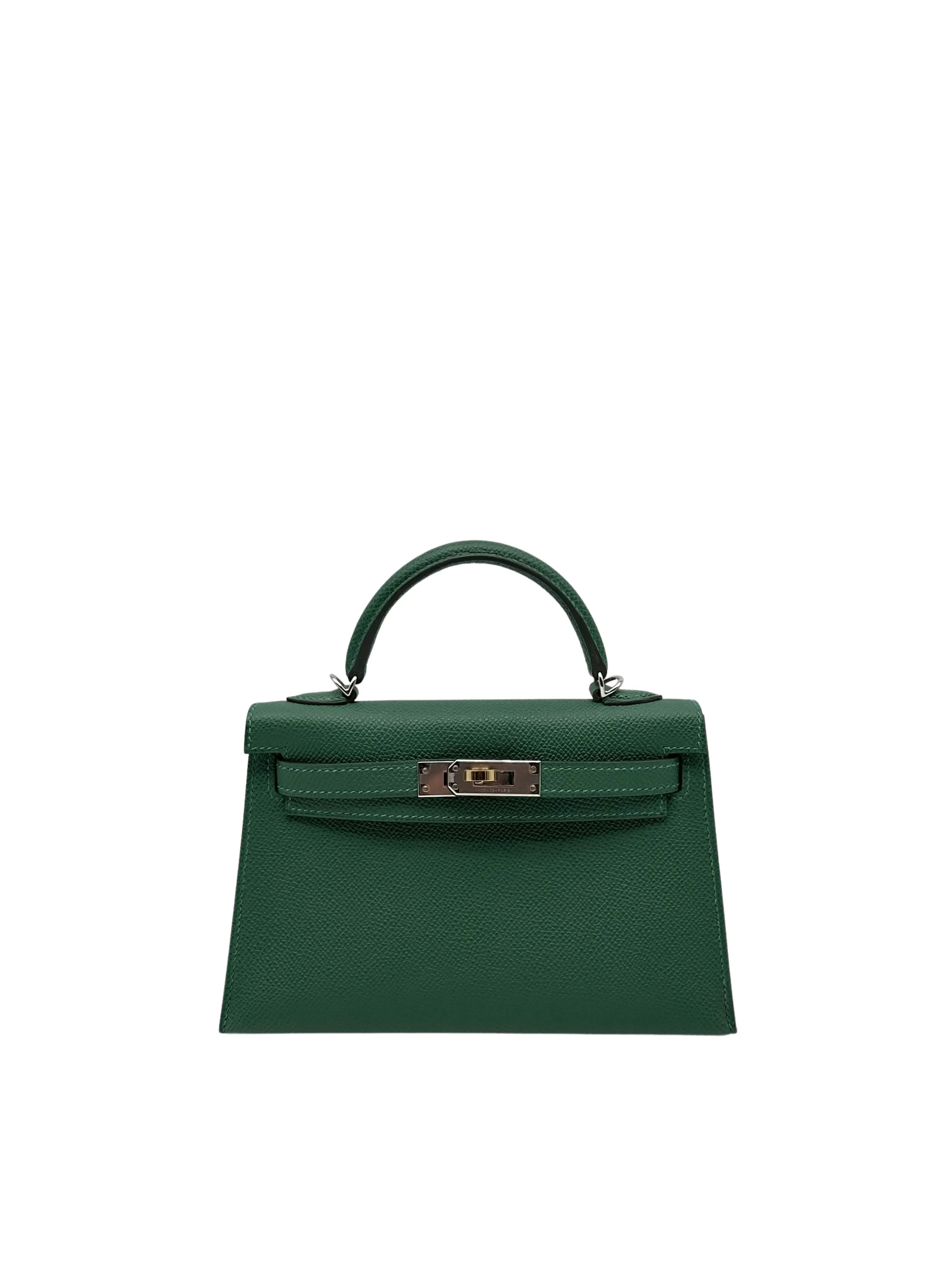 Hermès Kelly Mini Epsom Vert Moyen Electrum full set in Sotogrande | Bolso Hermès Kelly 20 epsom vert moyen electrum, envio internacional.