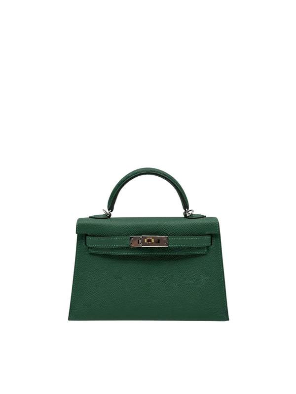 Hermès Kelly Mini Epsom Vert Moyen Electrum full set in Sotogrande | Bolso Hermès Kelly 20 epsom vert moyen electrum, envio internacional.