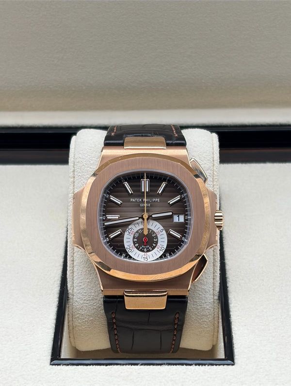 Patek Philippe Nautilus 5980R-001 full set in Sotogrande | Reloj Patek Philippe Nautilus 5980R-001 oro rosa esfera marron, brazalete de piel, envio internacional.